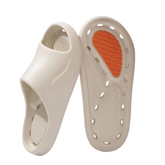 Xfvqtps Shower Shoes for Mens and Womens Couples Slide Hollow Sole Quick Drying Lightweight Non Slip Open Toe Solid Color Indoor Beach EVA Slipper Khaki