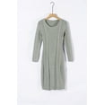 thumbnail image 1 of ABPHQTO Vestido de suéter de punto de cuello redondo cálido de color sólido de manga larga informal de invierno para mujer gris, 1 of 5