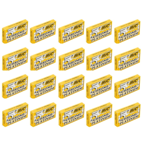 BIC Chrome Platinum Double Edge Safety Razor Blades, 100 Count + Schick