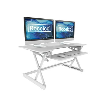Rocelco 40" Large Height Adjustable Standing Desk Converter - White