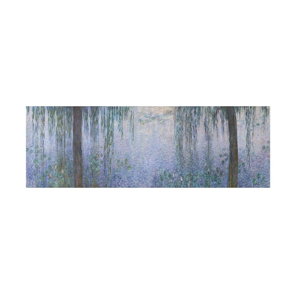 Trademark Fine Art Monet The Water Lillies Clear Morning With Willows Canvas Wall Art - 10x32