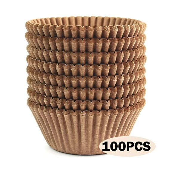 ACDANC Cupcake Baking Cup Liner Unbleached Brown Disposable Cup Parchment Liner for Baking–Food Grade&No Smell–Paper Baking Cups for Home