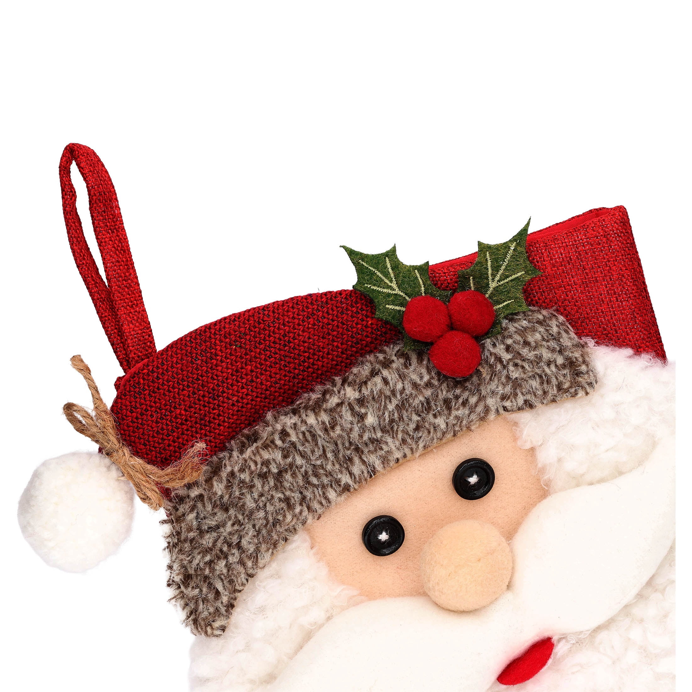 Burlap Santa Claus Christmas Stocking, Multicolor, 18", by Holiday Time