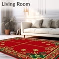 thumbnail image 2 of ODIKA 3'x5' Machine Washable Non-Slip Area Rug, Holiday Botanical Filigree with Baroque Flourish Arrangement High Traffic Rug, Red, 472165, 2 of 7