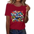 thumbnail image 4 of DORKASM Soccer Cup Jersey for Women Short Sleeve National Flag Color Block Print Comfy Tshirt Crew Neck Basic Soccer Ball Graphic T-Shirt Spain Brazil Argentina France Germany Portugal Wine M, 4 of 6