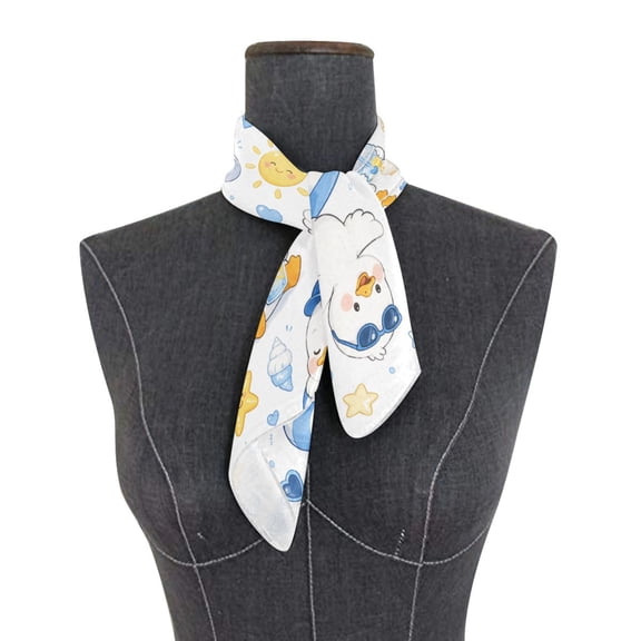 Square Scarf 24x24 Inch Cute Summer Ducks Graphic Silky Satin Sun Protection Neck Scarf for Women Multi-Purpose Head Wrap Bandana for Hair Bag Decoration