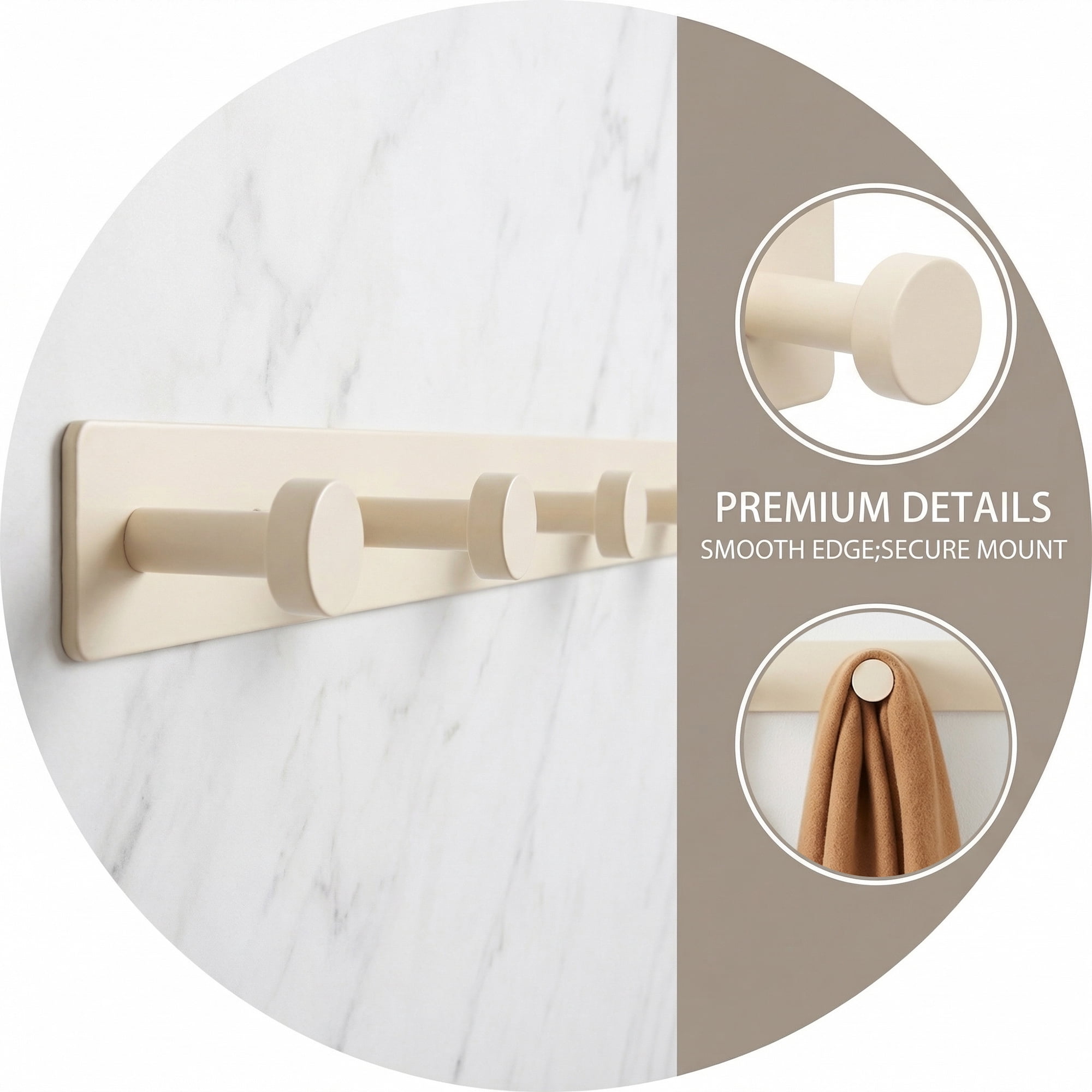 Unique Bargains Coat Rack Wall Mount Aluminum Hook Hat Rack for Entryway White 16.1"x1.2"
