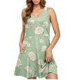 thumbnail image 5 of Rollbacks & More Viikei Dresses for Women,Women's Casual Plus-size Sleeveless Round Neck Short Floral Dress Green XXL, 5 of 5