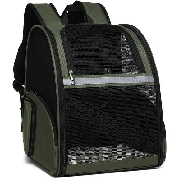 Cat Backpack Carrier, Mesh Small Cat Carrier Backpack Airline Approved Pet Carriers for Medium Small Dog Puppy Kitten Bunny up to 15lbs Pet Bag for Travel Walking Hiking Outdoor (Gray)