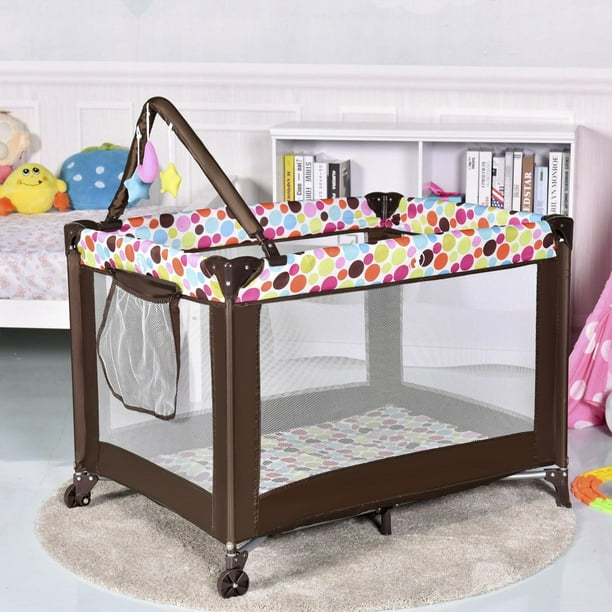 Ghp 40 X28 X28 Portable Open View Folding Baby Crib Playpen