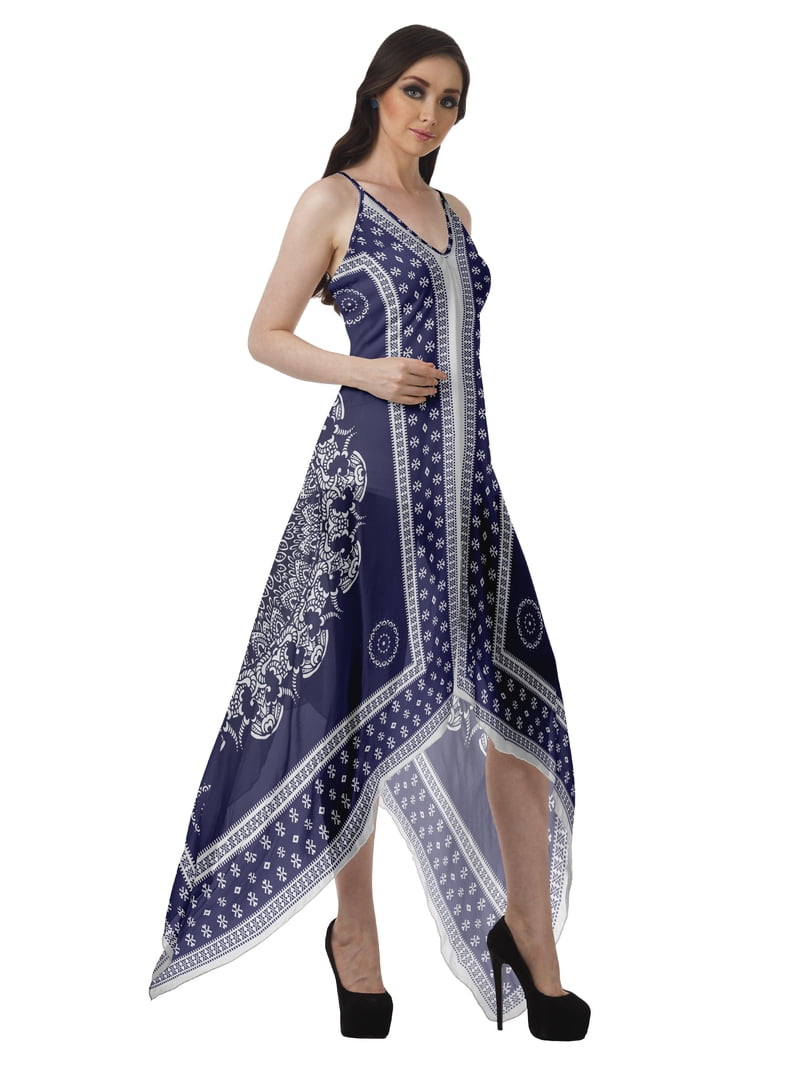 Moomaya Handkerchief Dress Women Printed Halter Summer Dresses Women, Women's, Size: XS, Blue Moomaya Handkerchief Dress Women Printed Halter Summer Dresses Women, Women's, Size: XS, Blue