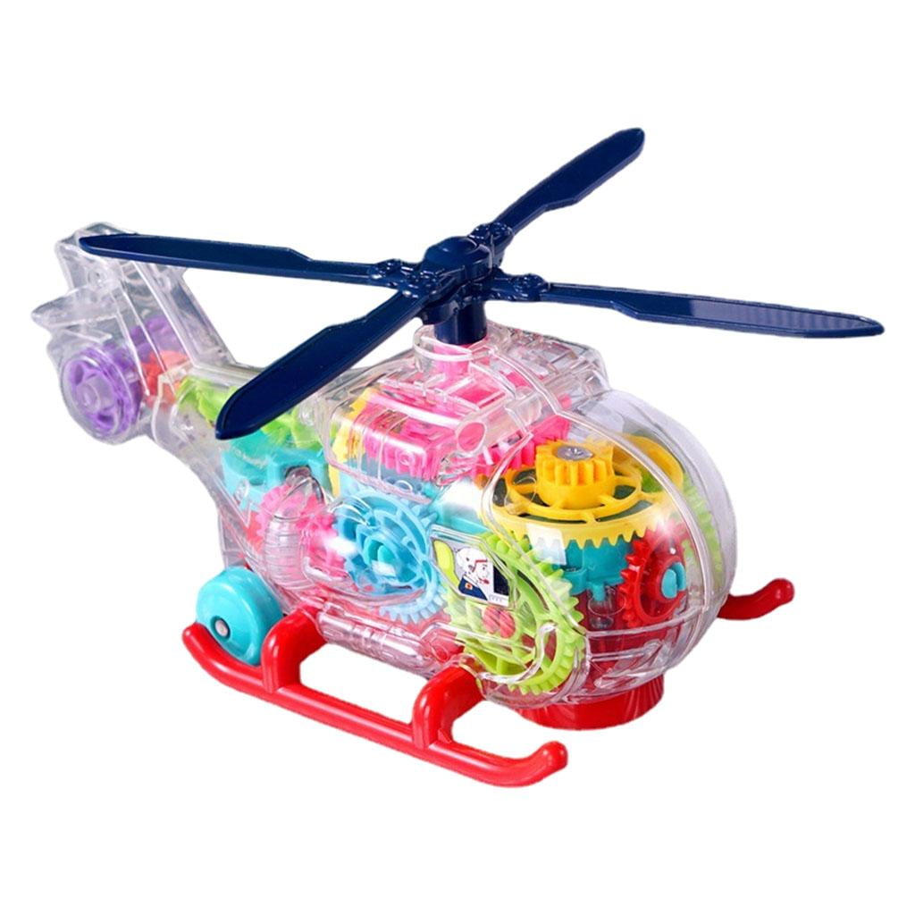 Electric Transparent Gear Helicopter Toy Sounding Lighting Music ...