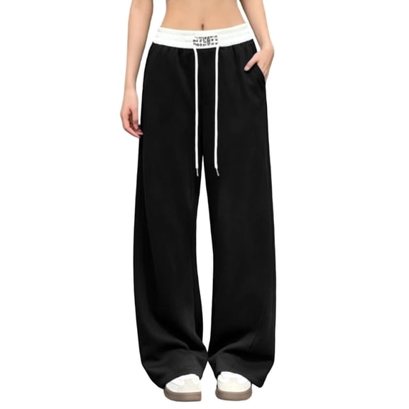Straight Leg Sweatpants for Women Drawstring Pocket Elastic Waist Casual Sports Fitness Travel Lounge Pants