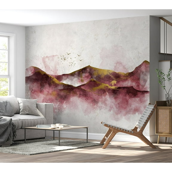Landscape Wallpaper Wall Mural - Watercolor Golden Hour