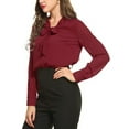 thumbnail image 3 of 1pcs-Camisa de gasa de manga larga con cuello en V-rojo-L, 3 of 5