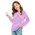 thumbnail image 4 of Abcomgle Long Sleeve Shirts for Girls 7-8 Crewneck Winter T Shirts for Girls Casual Basic Top for Girls Trendy Stars Graphic Blouses for Girls with Pocket, 4 of 5