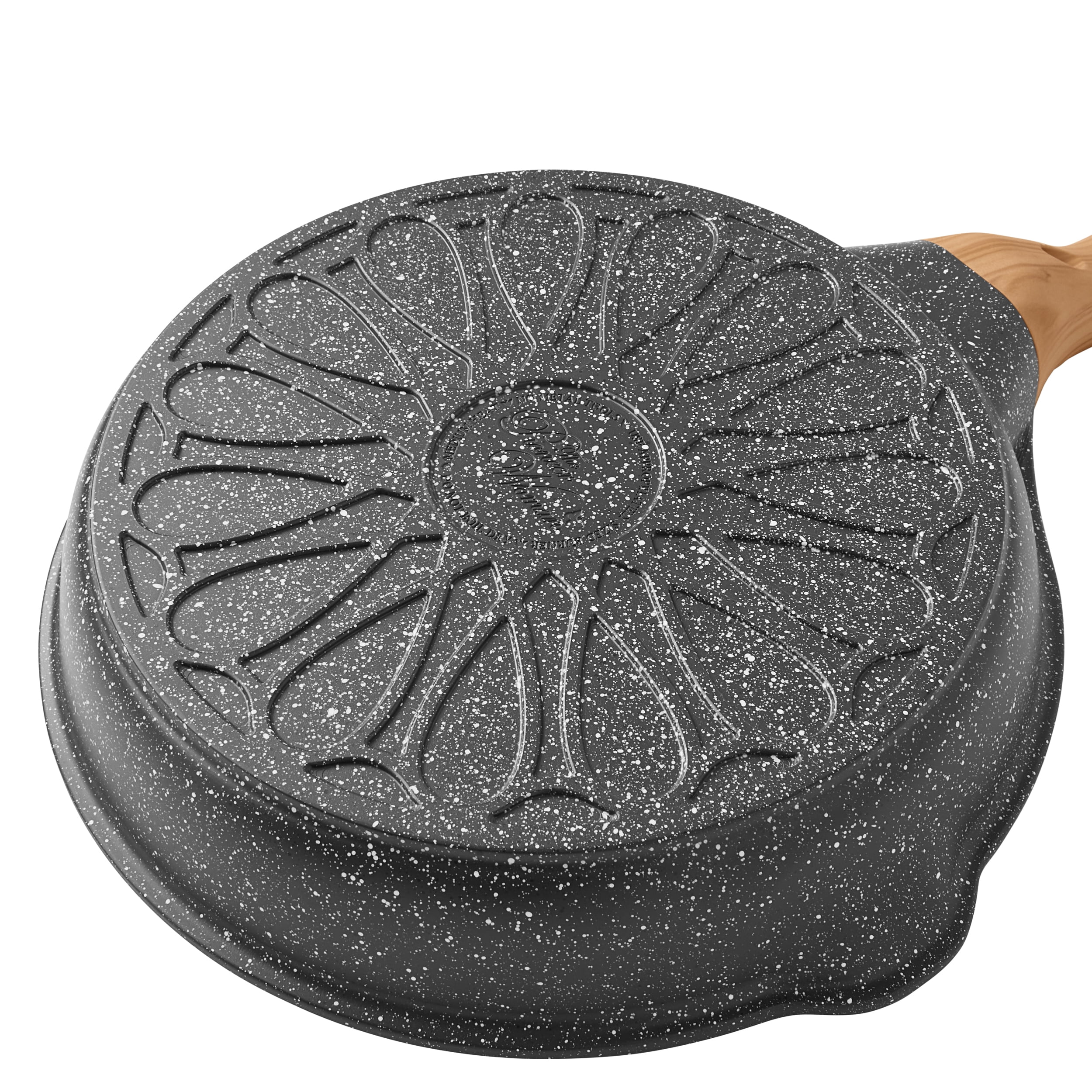 The Pioneer Woman Prairie Signature 2-Piece Cast Aluminum 10" & 12" Fry Pan Set, Charcoal Speckle