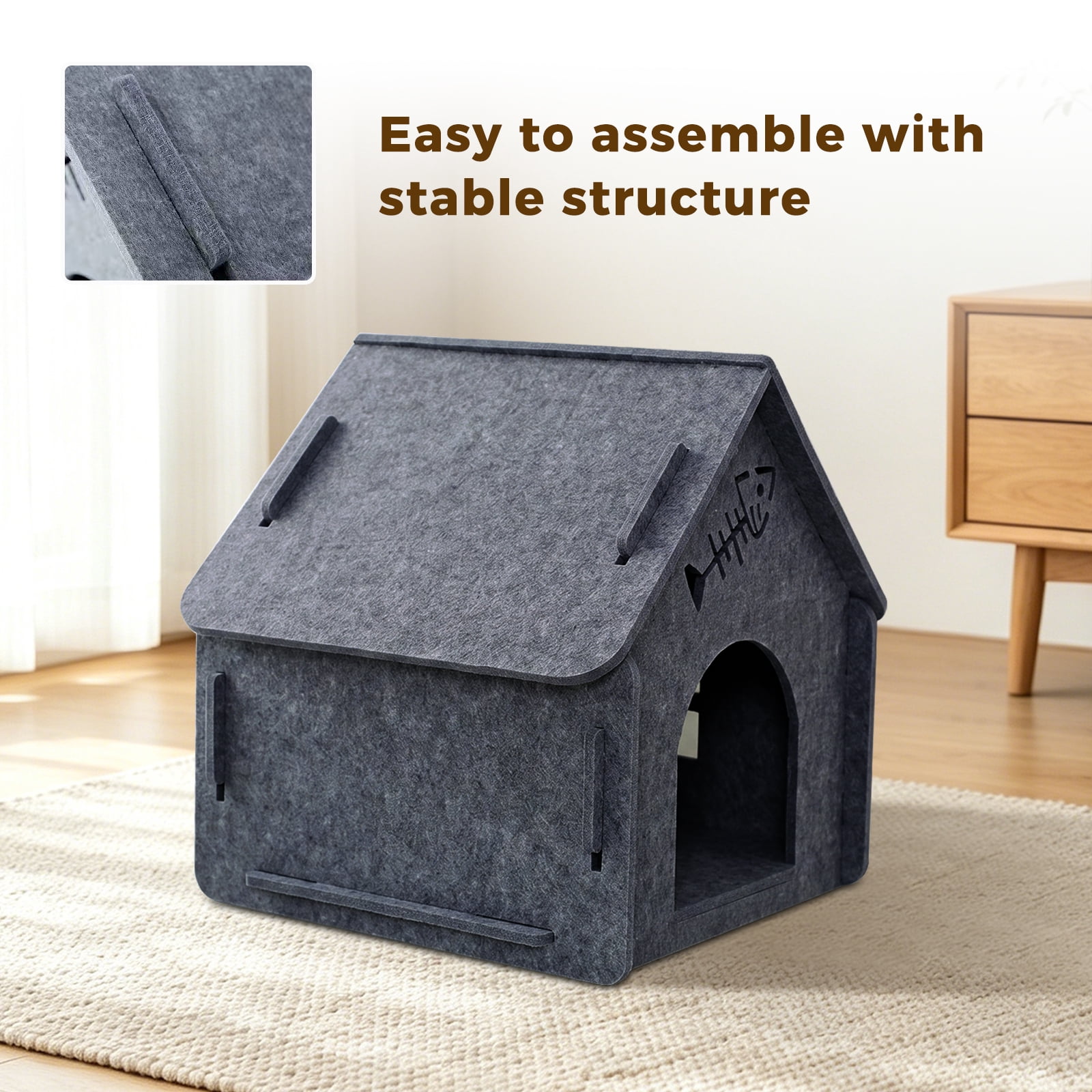 Pet Cat Nest House, Removable Condo Shelter Indoor Cozy Washable Soft Sleeping House, Gray 40*35*40cm