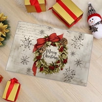 PALIFEUR Christmas Bathroom Rugs, Extra Soft Absorbent Christmas Garland Bath Mat, Non Slip Washable Bathroom Mat, Xmas Winter Bath Rugs for Christmas Holiday Party Decorations, 23.6" x 23.6"