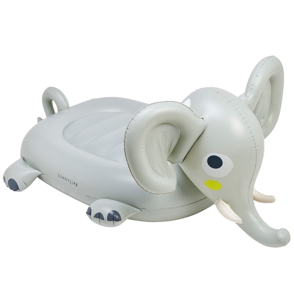 Sunnylife: Kids Ride-On Float - Eli the Elephant - Grey Pool & Water Sit On Inflatable, Animal Shaped Lounger, 2 Grab Handles, Beach Play Toy, Ages 6