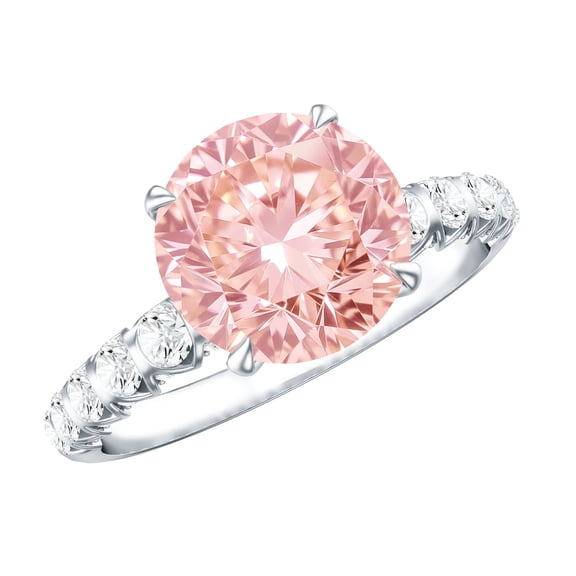 Rosec Jewels IGI Certified Lab Grown Diamond Pink Engagement Ring 3 Carat - VS1 Grade, 925 Sterling Silver, US 4.00