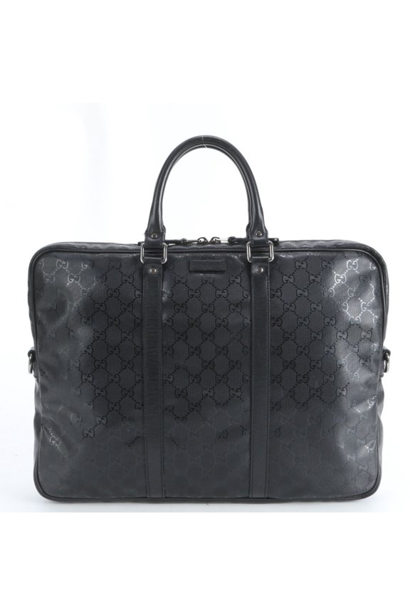 Pre-Owned Gucci GG Imprime 201480 Leather Briefcase Tote Bag Black Men's