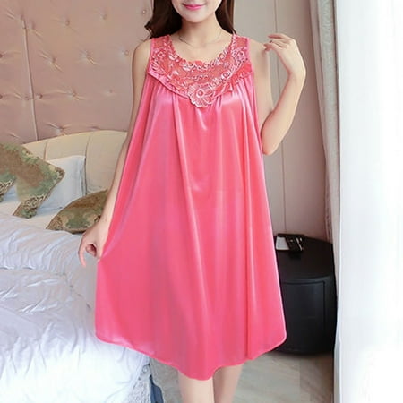 

TOWED22 Women S Nightgown Women Lingerie Open Front Lace Chemise Sleepwear Sheer Mesh Robe Watermelon Red