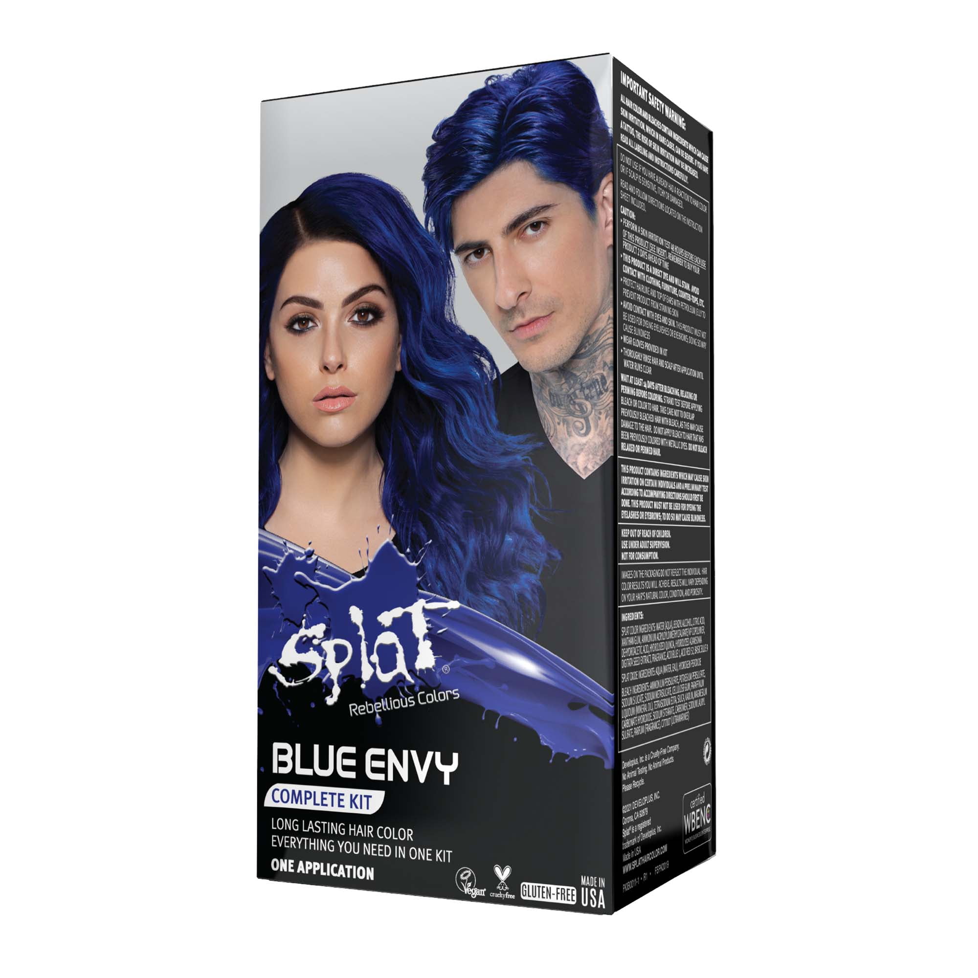 Splat Blue Envy Hair Color Kit, Semi-Permanent Dye 