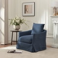 thumbnail image 4 of Navy Polyester Upholstered Swivel Barrel Armchair with Removable Washable Slipcover for Living Room, Bedroom, Feather Blend Cushion, Solid Wood Frame, Pillow Back, Fully Assembled, 4 of 13