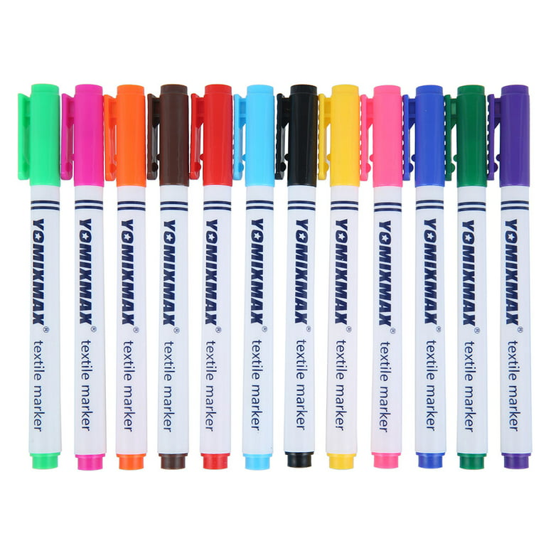 Willstar 12 Fabric Markers Pens Set - Non Toxic Indelible and Permanent  Fabric Paint Fine Point Textile Marker Pen - Pens Fine Point Tip 