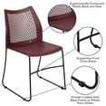 thumbnail image 5 of Flash Furniture HERCULES Series 5 Pack 661 lb. Capacity Burgundy Stack Chair with Air-Vent Back and Black Powder Coated Sled Base, 5 of 9