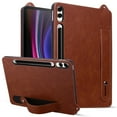 thumbnail image 4 of for Samsung Galaxy Tab S10 Ultra 2024/ S9 Ultra 2023/ S8 Ultra 2022 14.6 Inch - Shockproof Durable Premium PU Leather Cover with Kickstand, Business Style, Hand Strap Feature,Brown, 4 of 6