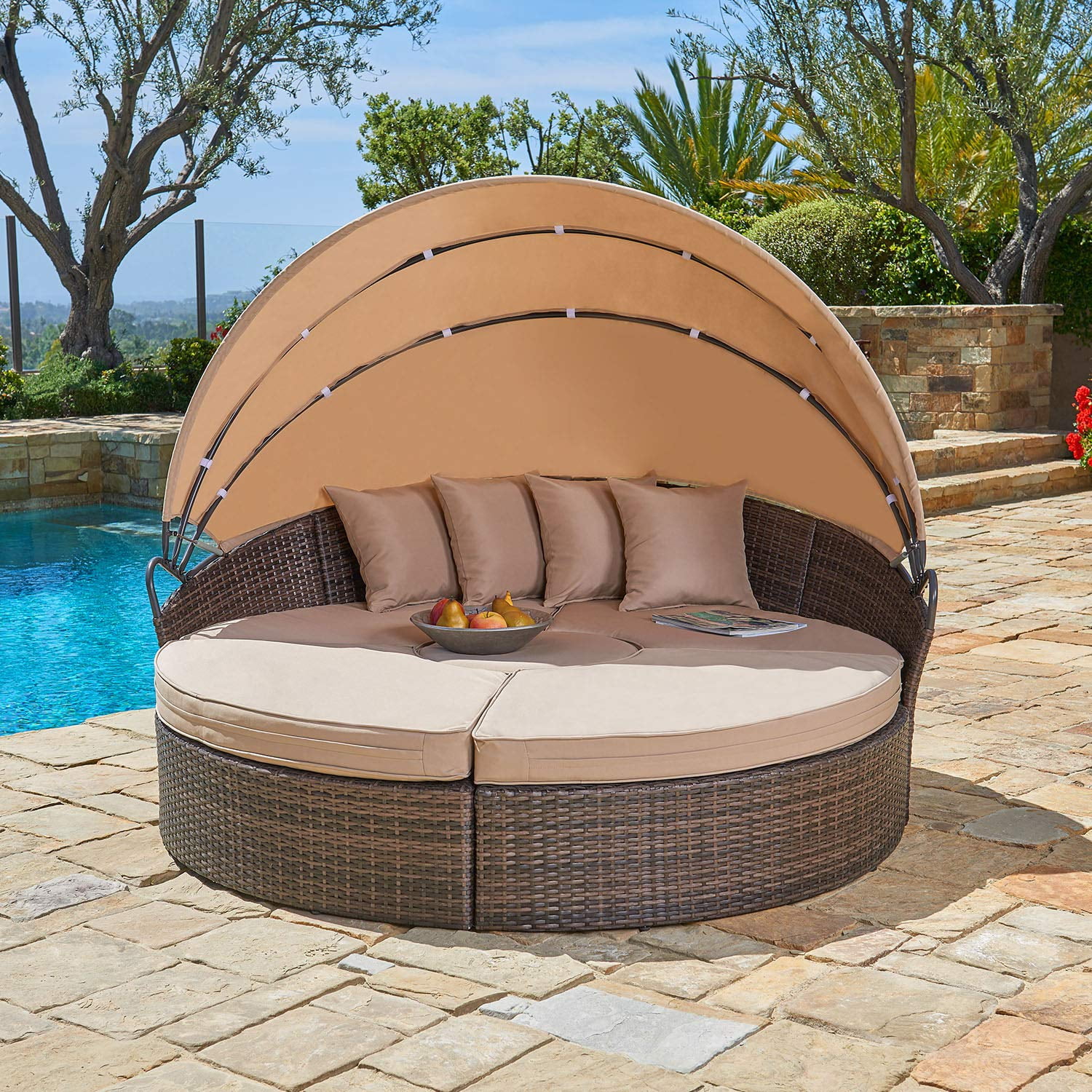 Outdoor Round Daybed With Canopy Large Newport Round Outdoor Wicker Daybed Without Canopy
