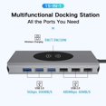 thumbnail image 4 of 15 en 1 USB tipo C HUB Dock LDY estación de acoplamiento tipo C a HDMI cargador inalámbrico USB 3.0, 4 of 9