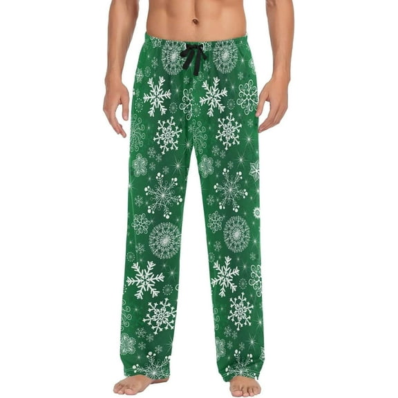 GZHJMY Chrismas Snowflake Pajama Pants for Men, Lounge Pants Lightweight Men Pajama Bottoms with Drawstring Pockets, Christmas New Year Birthday Gifts, Small