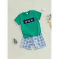 thumbnail image 3 of Qmyliery Kids Boys Shorts Set, Short Sleeve Embroidery Duck T-shirt with Plaid Shorts Summer Outfit 3 4 5 6 7 Years, 3 of 8