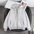 thumbnail image 2 of Wuxian Womens Unisex Sweatshirt Casual Oversized Wool Lined Hoodie Long Sleeve Jacket Autumn Cozy Comfortable Lightweight Soft Outerwear With Pocket Coat,Grey,XXXL, 2 of 3