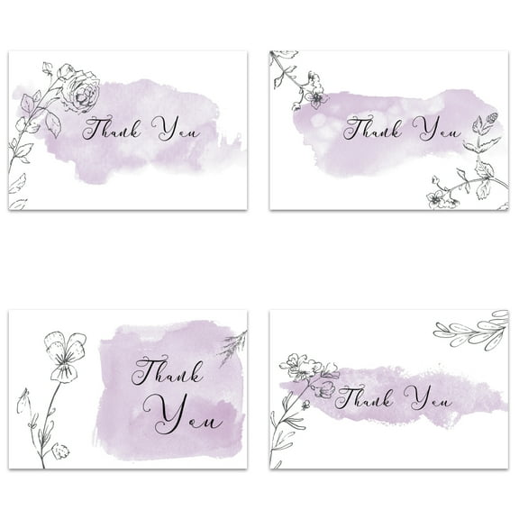 Tree-Free Greetings Thank You Greeting Card 16 Pack, 4x6, Lavender Floral Sympathy (TP61408)