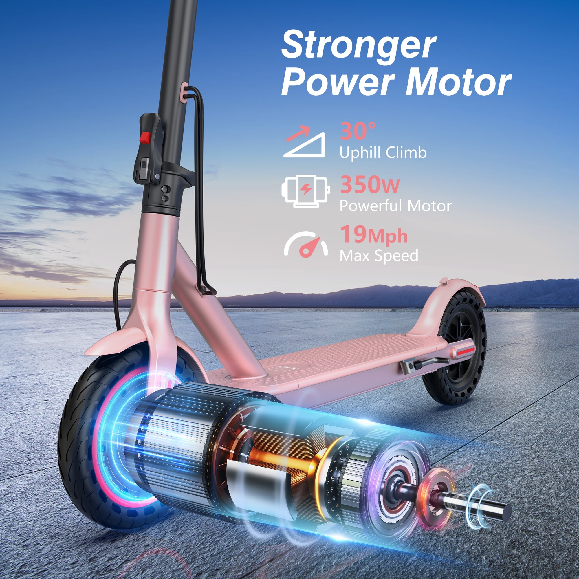 AOVOPRO PINK ES80 350W 8.5' Foldable Electric Scooter for Adults and Child, 21 Miles Range UL2272