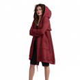 thumbnail image 3 of qolati Zip Up Hoodie For Women Double Back Zipper Long Tunic Hooded Sweatshirt Casual Drawstring Fleece Fall Winter Jacket Coat with Pockets, 3 of 10