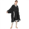 thumbnail image 6 of Catalonia Hooded Blanket for Women - Cozy Oversized Sherpa Fleece Sweatshirt Blanket with Sleeves and Huge Pockets,Gifts for Adult teen Men,BLACK, 6 of 6