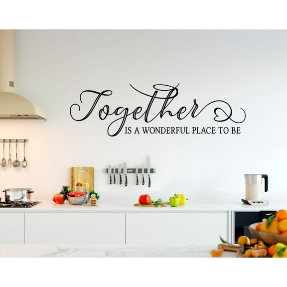 Together Wonderful Place To Be Family Quote Wall Decal - Premium Matte Finish Vinyl Wall Art Sticker Decor - Quotes Wall Decor for Living Room, Kitchen & Dining Room - 36x11- Inch, Black