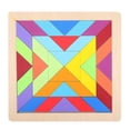 thumbnail image 1 of Wooden Jigsaw Puzzle for Early Learning Geometric Rainbow Blocks for Brain Development, Color Recognition, and Parent Interaction Gift, 1 of 3
