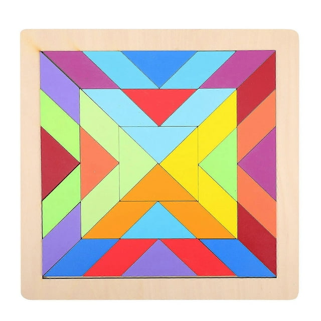 Wooden Jigsaw Puzzle for Early Learning Geometric Rainbow Blocks for Brain Development, Color Recognition, and Parent Interaction Gift