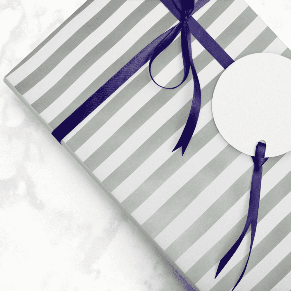 JAM Paper Silver & White Stripe Gift Wrap Paper, 25 sq ft, 1 per Pack
