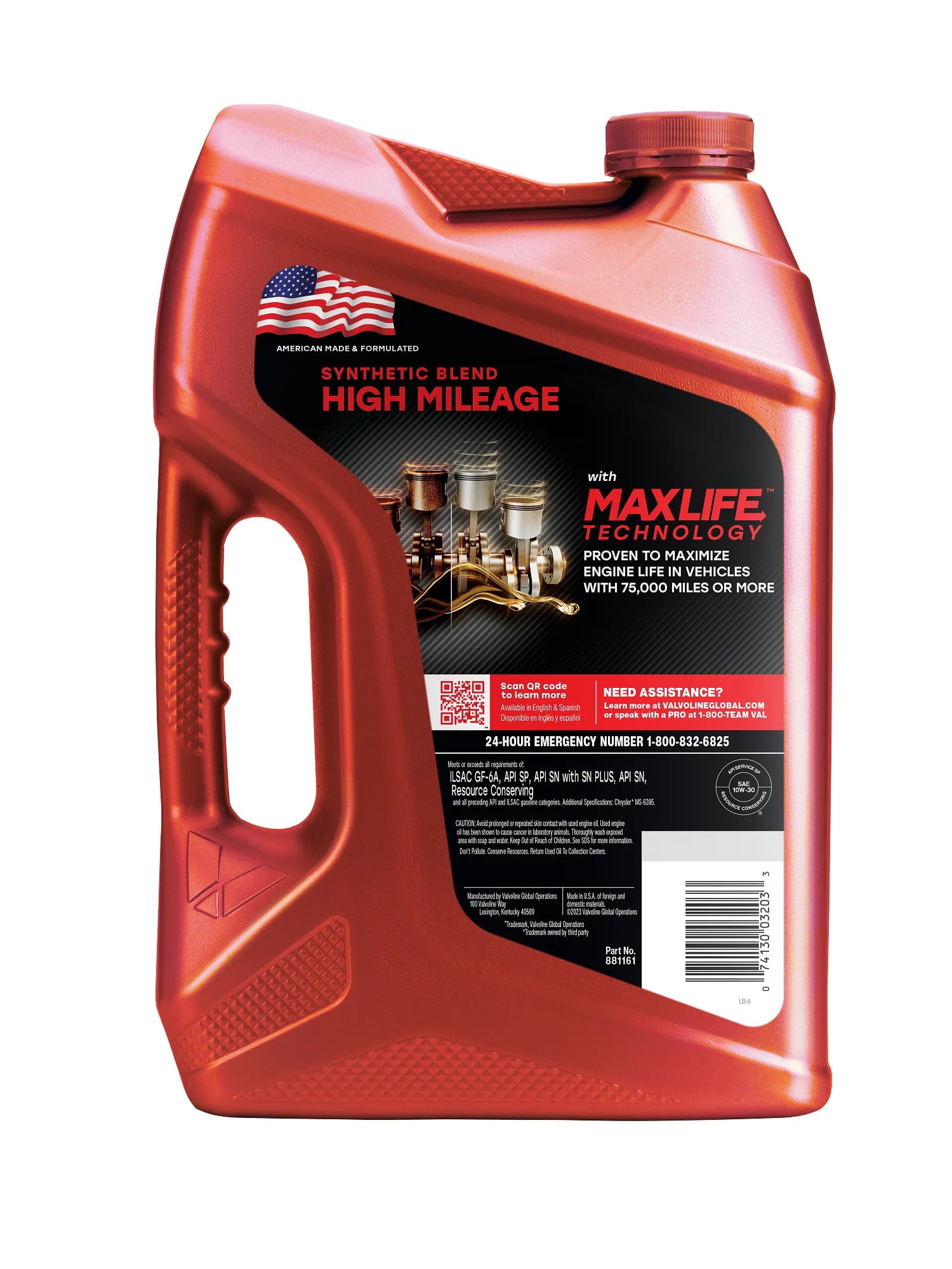 Valvoline High Mileage with MaxLife Technology Motor Oil SAE 10W-30