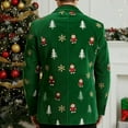 thumbnail image 4 of Men's Holiday Party Blazer Corduroy Jacket 3 Button Slim Fit Christmas Tree Print Holiday Party Ugly Suit Jacket Fluorescent Green L, 4 of 7