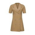 thumbnail image 6 of Women's Casual Blazer Dresses Lapel Double Breasted Puff Short Sleeve Solid Mini Dress Work Office Dresses Suit Dress, 6 of 7