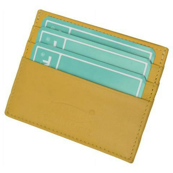 Premium Yellow Soft Genuine Leather Simple Credit Card Holder