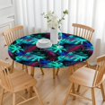 thumbnail image 3 of Hawaiian Sunset Beach Round Tablecloth - Elastic Edge, Waterproof, Scratch-Resistant - Boho Tropical Paradise Table Cover for 48" Outdoor Tables, 3 of 5